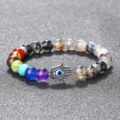 Spacer Bergamot Alloy Spacer Evil Eyes Elastic Bracelet Colorful Stone Bead