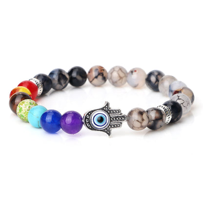 Spacer Bergamot Alloy Spacer Evil Eyes Elastic Bracelet Colorful Stone Bead