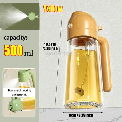 2-in-1 Glass Oil Sprayer Bottle – Pourable & Sprayable Oil Dispenser for Kitchen