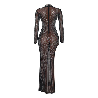 Women's Sexy Mesh Long-sleeved Dress
