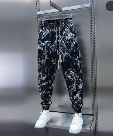 Men's Loose Floral Casual Ice Silk Harem Pants