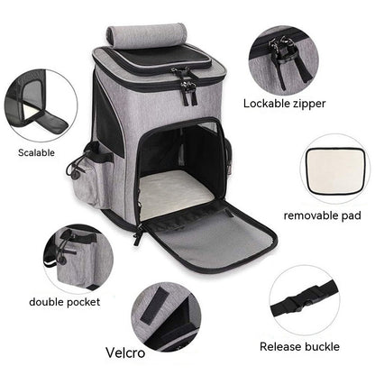 Extendable Pet Bag Large Capacity Dog Bag Portable Cat Backpack Foldable Cat Bag