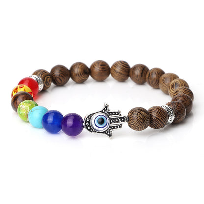 Spacer Bergamot Alloy Spacer Evil Eyes Elastic Bracelet Colorful Stone Bead