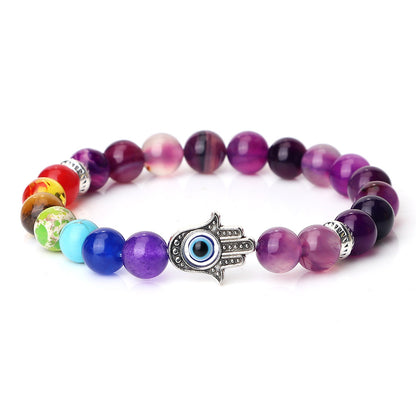 Spacer Bergamot Alloy Spacer Evil Eyes Elastic Bracelet Colorful Stone Bead