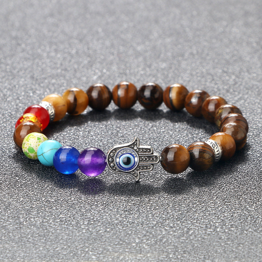 Spacer Bergamot Alloy Spacer Evil Eyes Elastic Bracelet Colorful Stone Bead