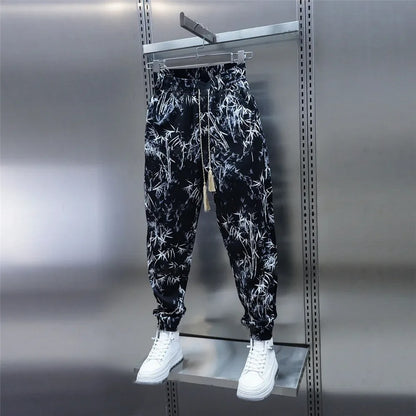 Men's Loose Floral Casual Ice Silk Harem Pants